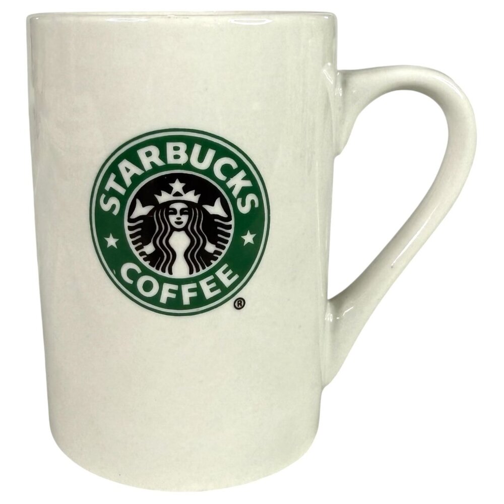 2008 Starbucks Siren Mermaid Logo Mug Ceramic Coffee 10oz Classic‎ White Green